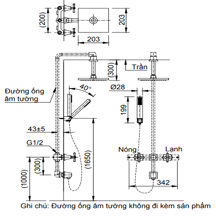 Sen tắm âm tường nóng lạnh Inax BFV-81SEHC