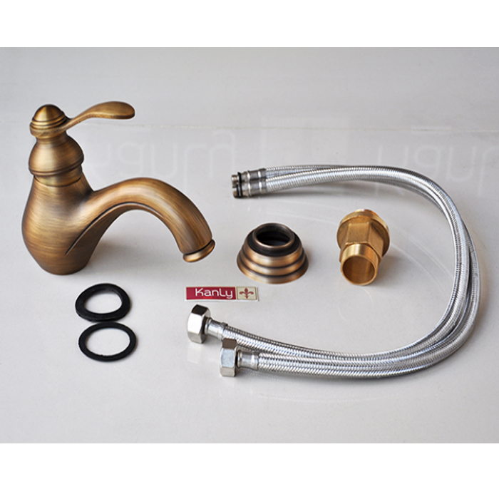 Vòi Lavabo nóng lạnh giả cổ đồng thau Kanly GC-V01