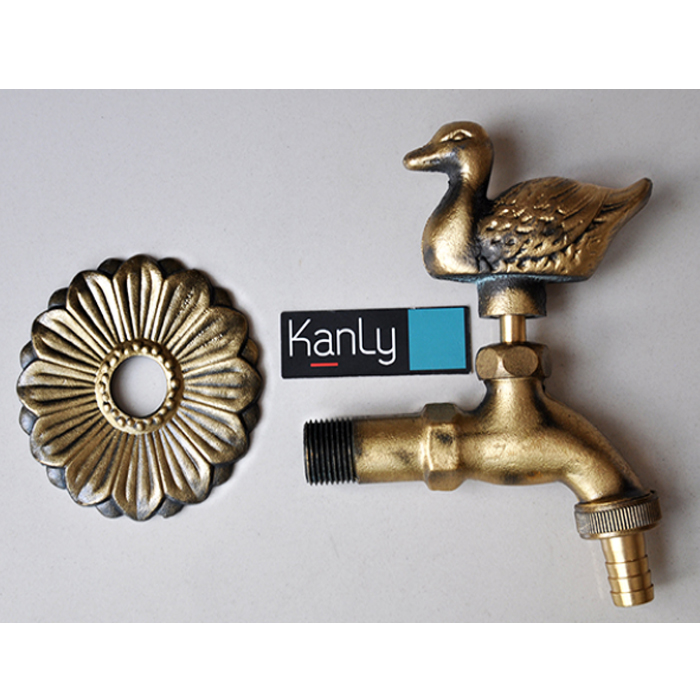 Vòi Lavabo âm tường giả cổ đồng thau Kanly GC-T02