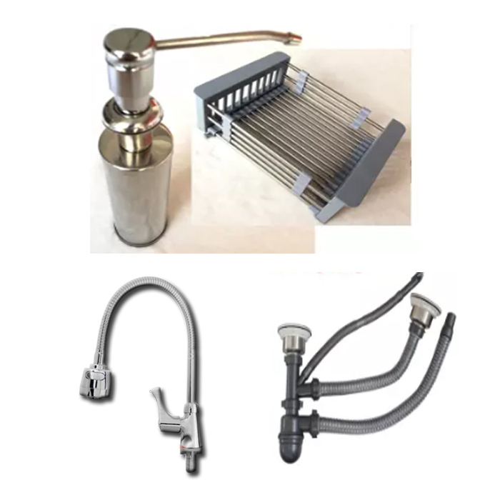 Chậu rửa chén 2 hộc inox SUS304 8245 đều( tặng vòi + bình xà bông)
