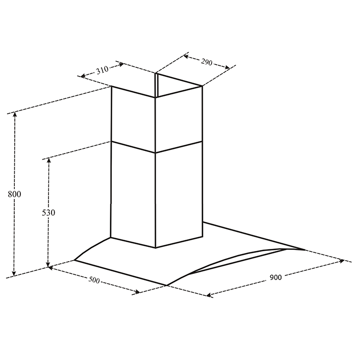 Máy hút khói khử mùi kính cong Binova BI-58-GT-09