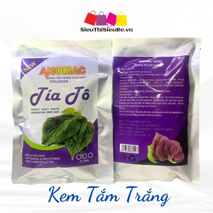 Kem tắm trắng Tía Tô Collagen ANOMAC nâng tông da180g