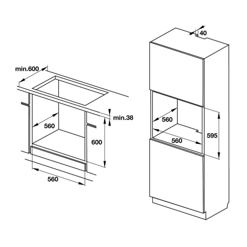 Lò nướng âm tủ HafeleHO-KT60C 534.05.571, 65 lít