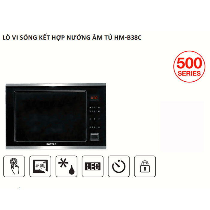 Lò vi sóng kết hợp nướng âm tủ Hafele HM-B38C 538.01.111, 32 lít