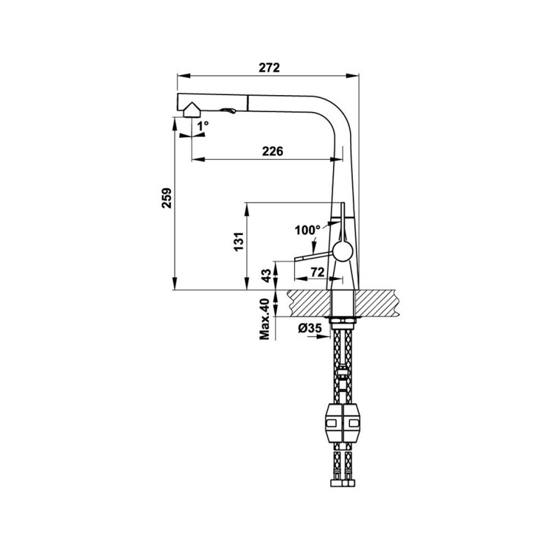 Vòi bếp HYDROS HT20-CH1P259 570.82.210