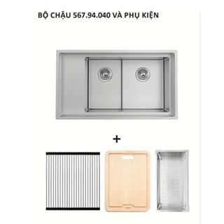 Trọn bộ, Chậu rửa inox HS21-SSD2S90M và các phụ kiện