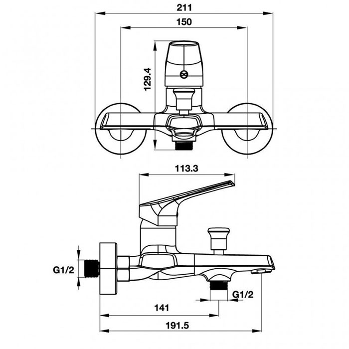 Bộ trộn bồn tắm lắp nổi VIGOR Hafele 495.61.142