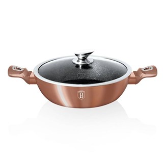 Nồi chảo 2 quai cầm có nắp Berlinger Haus BH/1519N 28cm lớp chống dính bằng đá – màu rose gold