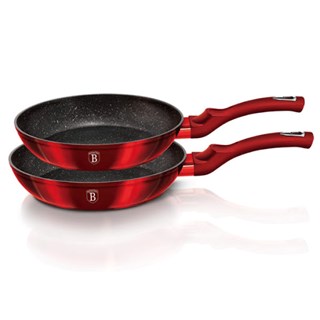 Bộ 2 chảo Berlinger Haus BH/1612NF 2pcs Frypan Set 22 – 26cm chống dính phủ đá màu đỏ mận – Metallic Line