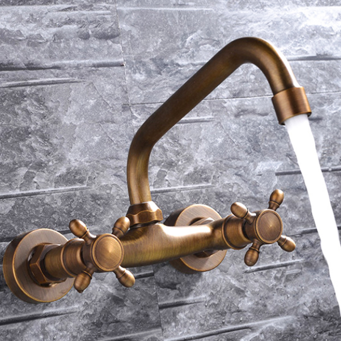Vòi Lavabo âm tường giả cổ đồng thau Kanly GC-T05