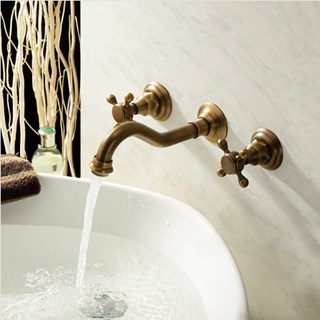 Vòi Lavabo âm tường giả cổ đồng thau Kanly GC-T08