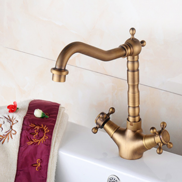 Vòi Lavabo nóng lạnh giả cổ đồng thau Kanly GC-C05