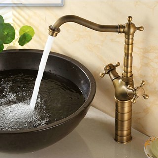 Vòi Lavabo nóng lạnh giả cổ đồng thau Kanly GC-A01