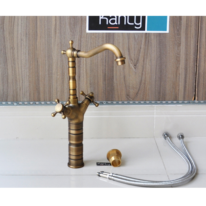 Vòi Lavabo nóng lạnh giả cổ đồng thau Kanly GC-A01